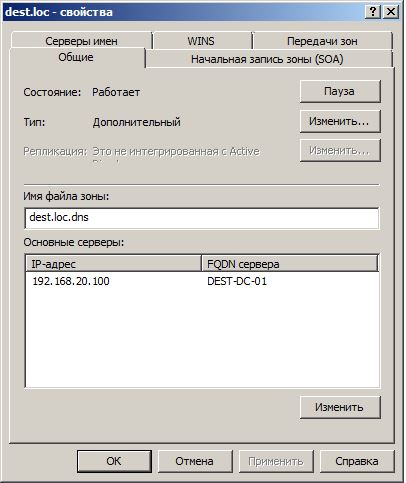 Дополнительная зона в MS DNS