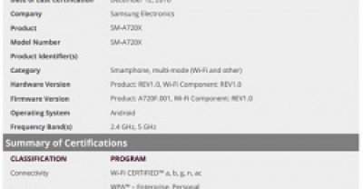 Samsung Galaxy A7 2017 получил сертификацию Wi-Fi Alliance