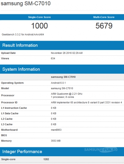 Samsung Galaxy C7 Pro получит процессор Snapdragon 626